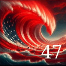 a wave in the ocean with the number 47 on it