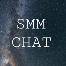 a sign that says smm chat with a starry background