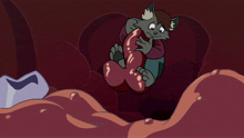 a cartoon drawing of a cat holding a red ball