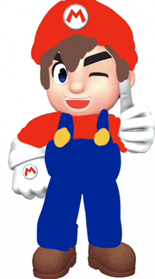 a cartoon drawing of mario giving a thumbs up sign