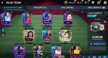 a screenshot of a soccer game shows a team of players including messi