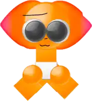 a cartoon character with big eyes and a diaper on