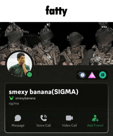 a screenshot of a phone with the name smexy banana