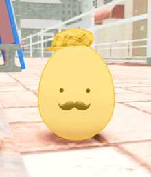 a yellow ball with a mustache and a hat on it