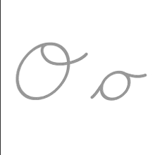 the letter o is written in a cursive style on a white background .