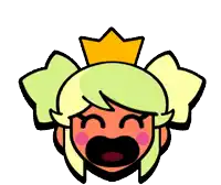 a cartoon girl with a crown on her head is making a funny face .