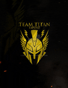 a logo for team titan esport with a spartan helmet on a black background