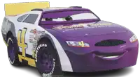 a purple and white race car with lightyear tires on it