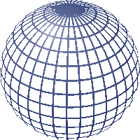 a globe with a grid around it and a blue center