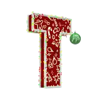 the letter t is decorated with a christmas pattern
