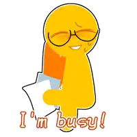 a cartoon character with glasses and the words i 'm busy on the bottom