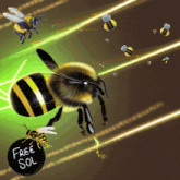a bee is holding a free sol bomb