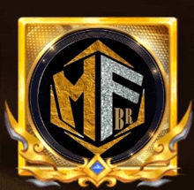 a gold and black logo with the letters mfbr on it