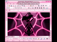 a computer screen shows a silhouette of a woman in a spider web and the words night motion on the top