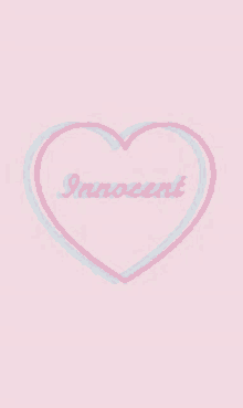 a heart with the word innocent written inside of it on a pink background .