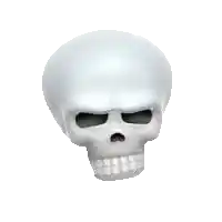 a white skull with no teeth and a very angry look on its face .