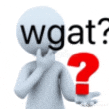 a 3d man with the word wgat on his face