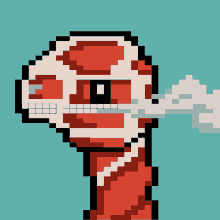 a pixel art drawing of a monster with a long neck