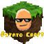 the logo for potato craft is a cartoon of a man wearing sunglasses and a beard .