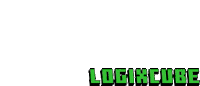 a logo for a company called logixcube in green and black on a white background .