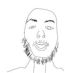 a drawing of a man with a beard and a nose