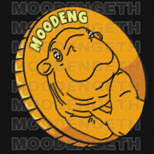 a cartoon drawing of a coin that says moodeng on it