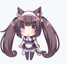 a cartoon drawing of a maid with long hair