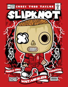 a comic book cover of slipknot with a pop figure on it