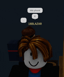 a cartoon character with a speech bubble that says bibi phonk k and 18blazar