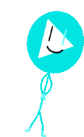 a blue balloon with a white triangle on it 's head