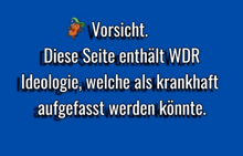 a blue background with the words vorsicht written in white on it