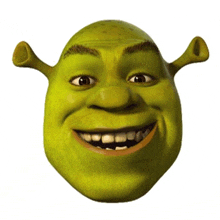 shrek from the movie shrek is smiling and has a big smile on his face