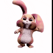 a cartoon rabbit with pink ears and white fur