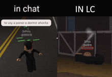 a picture of a person in a video game with the words in chat and in lc