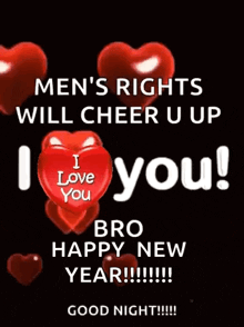 men 's rights will cheer u up i love you bro happy new year good night !!!