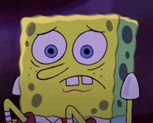 a spongebob squarepants cartoon character with a sad face