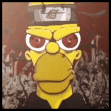 a cartoon of homer simpson wearing a headband with the letter s on it