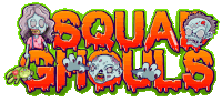 a logo for squad ghouls shows a zombie and a skull