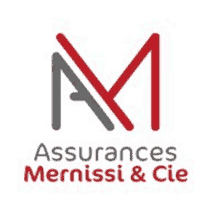 the logo for assurances mernissi & cie has a red and gray m on it .