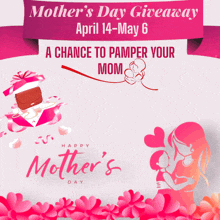 a mother 's day giveaway is advertised on a pink background