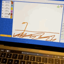 a computer screen shows a drawing of a person 's signature with the letters j and z visible