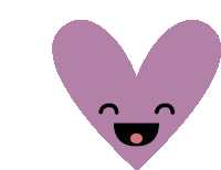 a purple heart with a smiling face and closed eyes