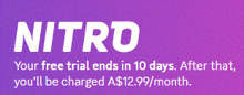 a purple background with white text that says nitro on it