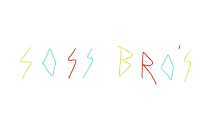 a white background with the word soss bro 's written in different colors