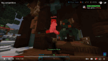 a screenshot of a minecraft game shows a treasure alive character