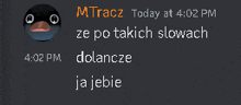 a message from mtrace today at 4:02 pm in a foreign language