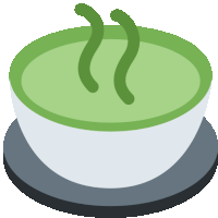 a cartoon illustration of a bowl of soup with steam coming out of it