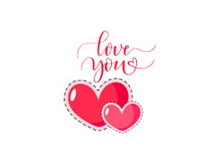 a couple of hearts with the words love you written on them