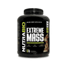 a black container of nutrabio extreme mass