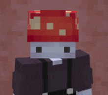 a minecraft character with a red mushroom hat